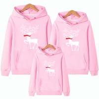 YueBin圣诞节炸街亲子装卫衣一家三口秋冬新款母女装洋气全家福红色外套亲子装全家