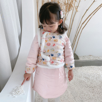 YueBin汉服女童拜年服女宝宝唐装儿童加厚冬装中国风过年女孩旗袍新年装亲子装全家
