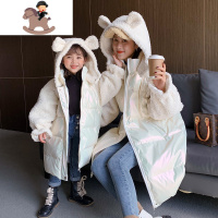 YueBin高端亲子装冬季羽绒服2020新款韩版洋气中长款母女装加厚保暖外套亲子装全家