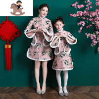 YueBin炸街亲子装冬加绒加厚母女装过年拜年服中式唐装旗袍棉袄外套洋气亲子装全家