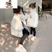 YueBin2020冬季新款儿童洋气羽绒服保暖母女装羔毛加厚炸街亲子装外套亲子装全家