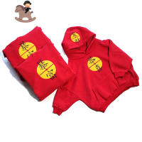 YueBin中国风亲子装冬款加绒加厚卫衣一家三四口全家婴儿满月周岁拜年服亲子装全家