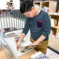 YueBin胖童t恤长袖男童胖大童男孩子中大童胖童装加肥加大上衣T恤童