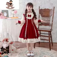 YueBin秋冬新款红色儿童连衣裙新年洋气裙子女童圣诞洛丽塔生日公主裙裙子童