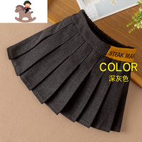 YueBin女童半身裙秋冬新款2020儿童毛呢短裙子百搭秋装学院风女孩百褶裙裙子童