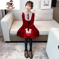 YueBin女童连衣裙加绒加厚红色新年衣服公主裙子小女孩本命过年12岁衣服裙子童