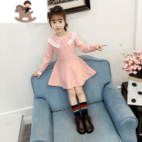 YueBin女童毛衣连衣裙长袖2020春秋新款中大童裙子英伦学院风儿童公主裙裙子童