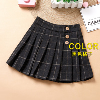 YueBin女童半身裙百褶裙儿童春秋装洋气大童百搭学院风格子短裙裙子秋冬裙子童