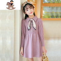 YueBin女童连衣裙秋冬2020新款网红洋气秋装中大童长袖毛衣针织公主裙子裙子童