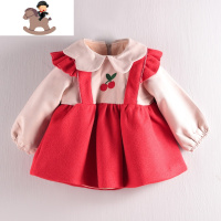 YueBin女宝宝毛呢裙子加绒厚2020新款冬装一周岁婴儿公主洋气女童连衣裙裙子童