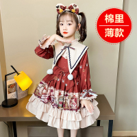 YueBin公主裙女童秋冬洛丽塔连衣裙加绒加厚童装女圣诞节儿童服装裙子冬裙子童