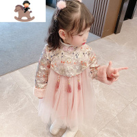 YueBin女宝宝冬季生日衣服漂亮新年拜年服汉服公主童装加绒唐装连衣裙子裙子童