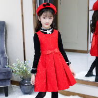 YueBin儿童连衣裙秋冬新款红色2020童公主裙童装女童新年装裙子洋气冬装裙子童