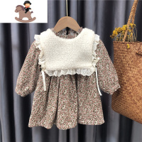 YueBin女童加绒连衣裙秋冬款洋气宝宝碎花裙子韩版小童2020新款冬季公主裙子童