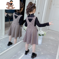 YueBin女童毛呢背心裙2020新款背带裙秋冬洋气加厚连衣裙儿童格子裙子女裙子童