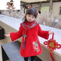 YueBin女童新年装公主裙加厚冬季夹棉连衣裙唐装儿童宝宝裙子国风拜年服裙子童
