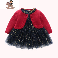 YueBin秋冬女童连衣裙宝宝红色洋气公主裙婴儿一周岁礼服拜年服新年裙子裙子童