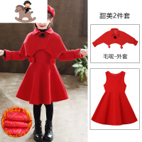 YueBin女童公主连衣裙子儿童装秋冬装冬季加绒加厚新年装洋气过年拜年服裙子童