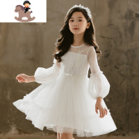YueBin春秋冬女童蓬蓬婚纱连衣裙儿童演出礼服女孩花童白色纱裙公主裙子裙子童