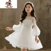 YueBin春秋冬女童蓬蓬婚纱连衣裙儿童演出礼服女孩花童白色纱裙公主裙子裙子童