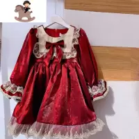 YueBin洛丽塔儿童过年裙子女童红色连衣裙宝宝冬装洋气时髦加绒新年公主裙子童