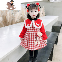 YueBin女童红色连衣裙女宝宝加绒加厚裙子儿童秋冬过年喜庆衣服公主洋气裙子