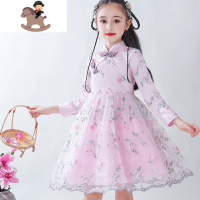 YueBin女童连衣裙儿童春秋改良旗袍裙子女大童洋气汉服宝宝中国风公主裙裙子