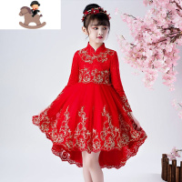 YueBin女童裙子秋冬装加绒加厚连衣裙小女孩公主裙红色礼服纱裙洋气冬季裙子