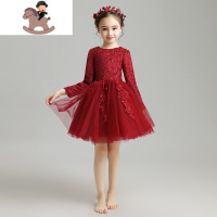 YueBin儿童晚礼服女童公主裙蓬蓬纱小孩生日婚纱钢琴演出服长袖加绒秋冬裙子