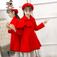 YueBin女童连衣裙秋冬儿童洋气冬装公主裙童装夹棉毛呢裙子中大童冬裙女裙子