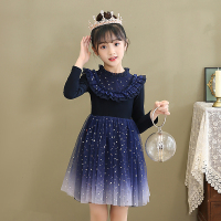 YueBin儿童裙子秋款洋气小女孩公主裙女童星空蓬蓬纱连衣裙宝宝渐变礼服裙子