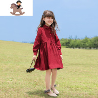 YueBin女童红色连衣裙儿童公主裙子新年装大童拜年衣服礼服洋气2020秋冬裙子