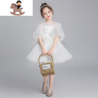 YueBin女童晚礼服公主裙蓬蓬纱小孩花童婚纱儿童演出服高贵洋气白色秋冬裙子