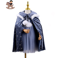 YueBin女童美人鱼连衣裙秋装新款儿童加绒公主裙子女孩爱莎披风套装冬装裙子