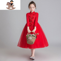 YueBin儿童公主裙洋气秋冬装礼服蓬蓬纱裙加绒小女孩裙子红色女童连衣裙裙子童