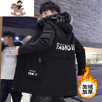 YueBin秋冬季加绒加厚男孩外套12岁大童13初中学生15高中生帅气羽绒棉衣毛衣