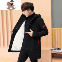 YueBin青少年风衣男初中学生大童15岁秋冬季加绒加厚高中男孩外套12冬装毛衣