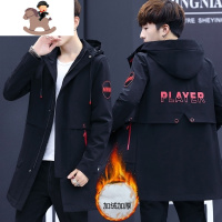 YueBin青少年秋冬季外套男高中初中学生潮流帅气大童冬装加绒中长款风衣毛衣