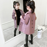 YueBin女童毛呢外套2020秋季新款韩版洋气中小学生呢子外穿长款呢子大衣毛衣