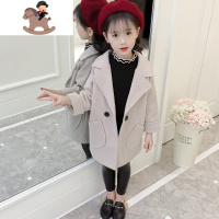 YueBin儿童呢子风衣女童秋冬季外套2020新款春秋中长款毛呢大衣洋气公主毛衣