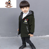YueBin男童呢子大衣秋冬装2020新款加厚洋气宝宝小狗毛呢外套男1-3岁潮4毛衣