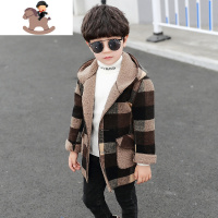 YueBin儿童外套秋冬男童呢子大衣小童冬装加绒加厚宝宝洋气毛呢中长款潮毛衣