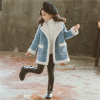 YueBin女童加绒外套儿童毛呢子大衣中长款加厚洋气中大童女孩风衣秋冬季毛衣