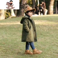 YueBin[打折]童装男童秋冬毛呢外套中长款2020新款秋连帽宝宝呢子大衣毛衣