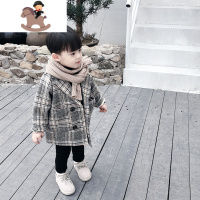 YueBin男童呢子大衣秋冬2020新款洋气儿童装男宝宝风衣中小童毛呢外套潮毛衣