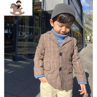 YueBin羊毛大衣男童朗维熊2020冬新款毛呢西装大衣宝宝加厚童呢子外套潮毛衣