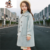 YueBin女童毛呢大衣儿童双面羊绒呢子外套2020款洋气春秋冬装韩版中长款毛衣