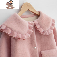 YueBin2020女童毛呢大衣秋冬新款儿童女宝宝加绒加厚女孩外套公主洋气潮毛衣