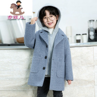 YueBin男童呢子大衣毛呢外套儿童洋气冬装2020秋冬新款连帽童装宝宝加厚毛衣