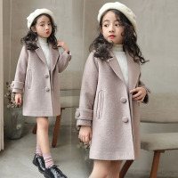 YueBin女童毛呢大衣2020新款秋冬潮洋气韩版儿童呢子外套大童加厚中长款毛衣